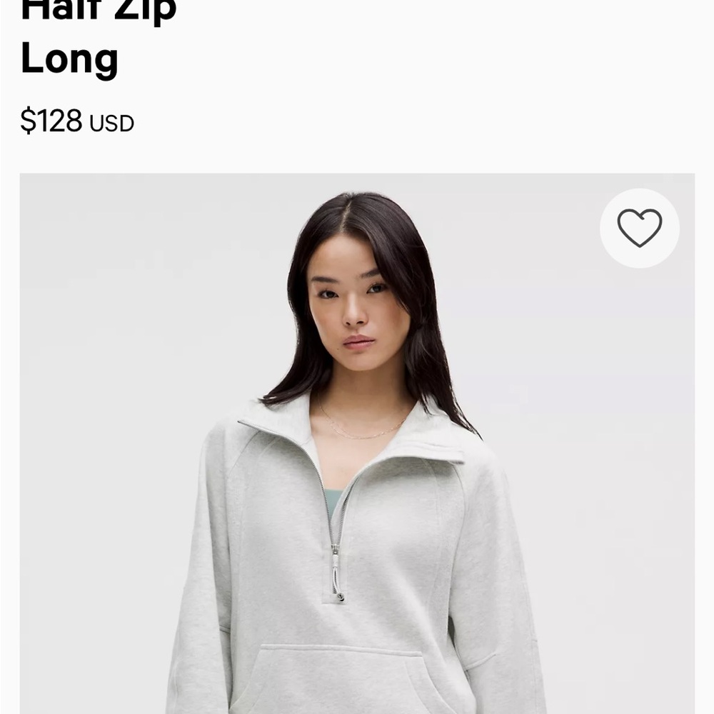 lululemon athletica Light Gray Half-Zip Long Sweatshirt